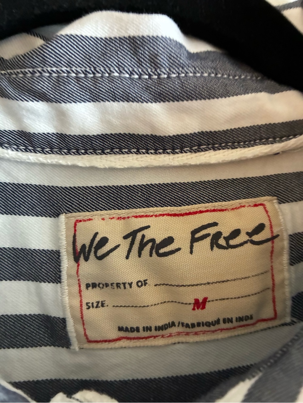 We The Free Navy and White Striped Ruffle-Hem Button Down - Picture 5 of 5